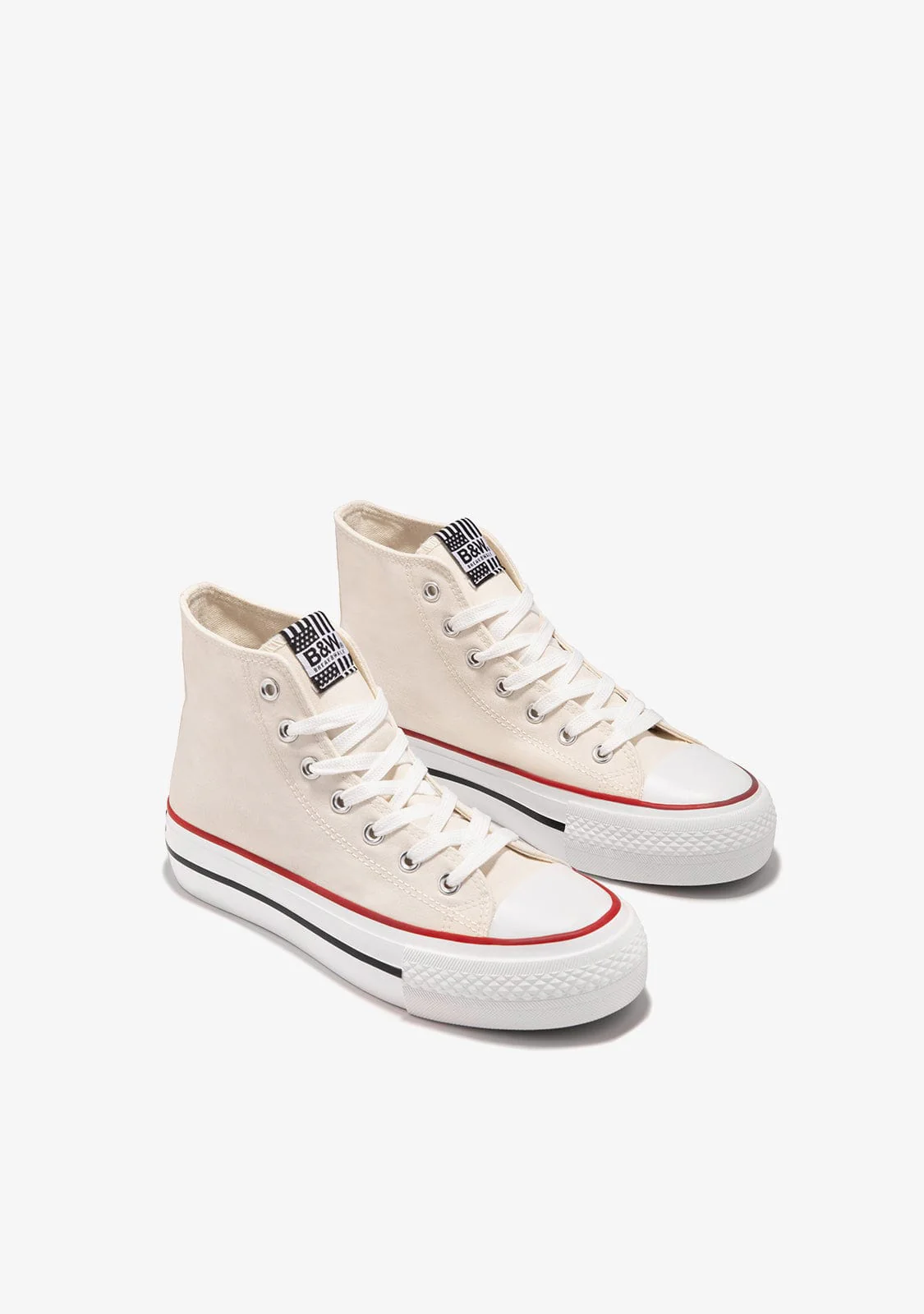 Off White Basic High Top Sneakers B&W - Image 2
