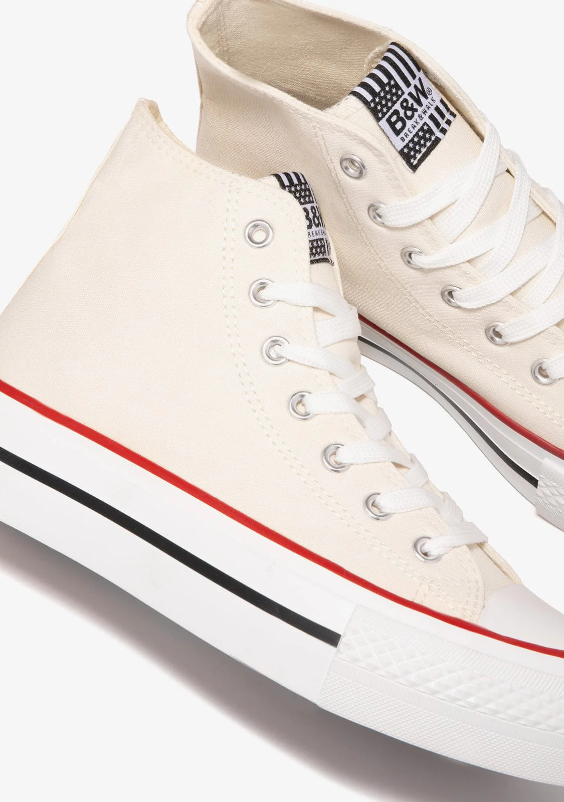 Off White Basic High Top Sneakers B&W - Image 3