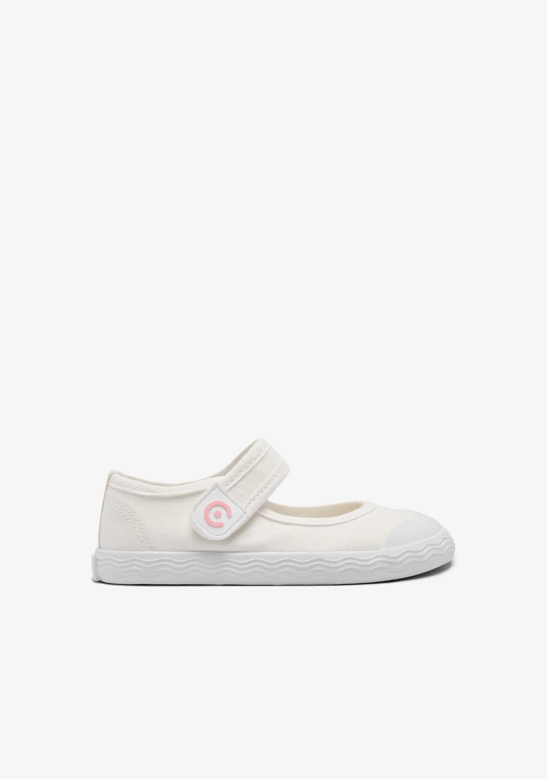 White Canvas Barefoot Goflex Mary Janes