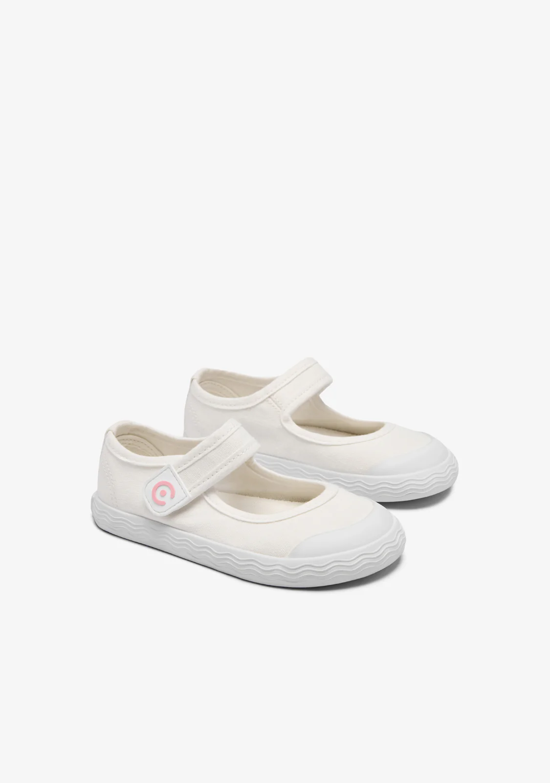 White Canvas Barefoot Goflex Mary Janes - Image 2