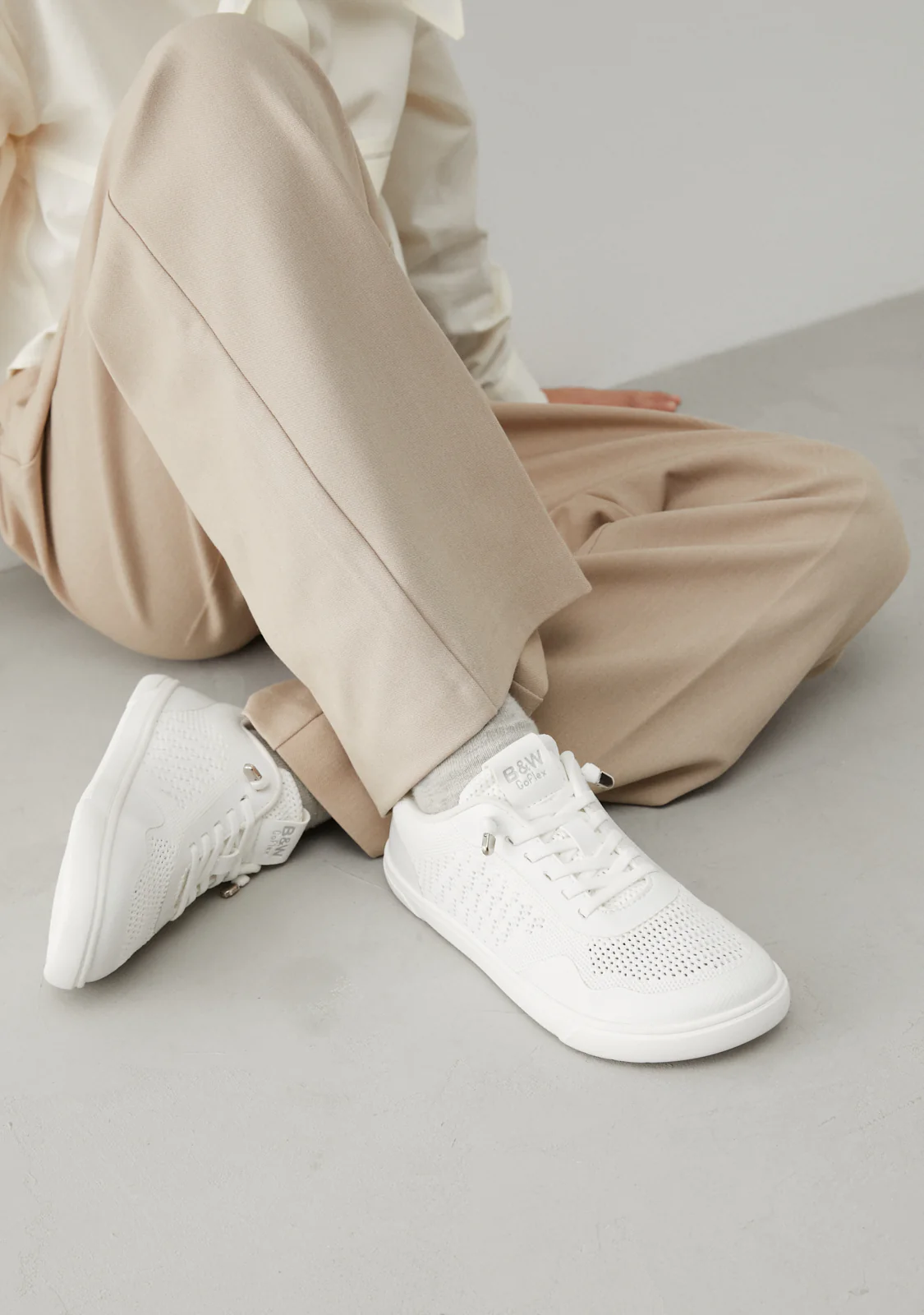White Embroidery Barefoot Goflex Sneakers - Image 5