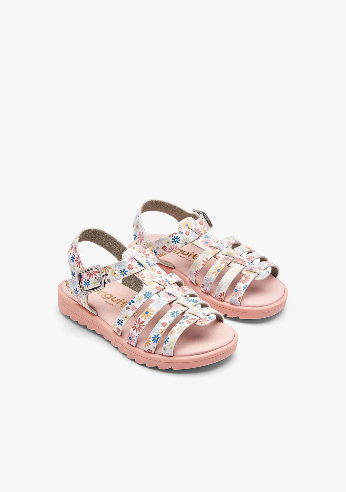 White Floral Strip Sandals - Image 2