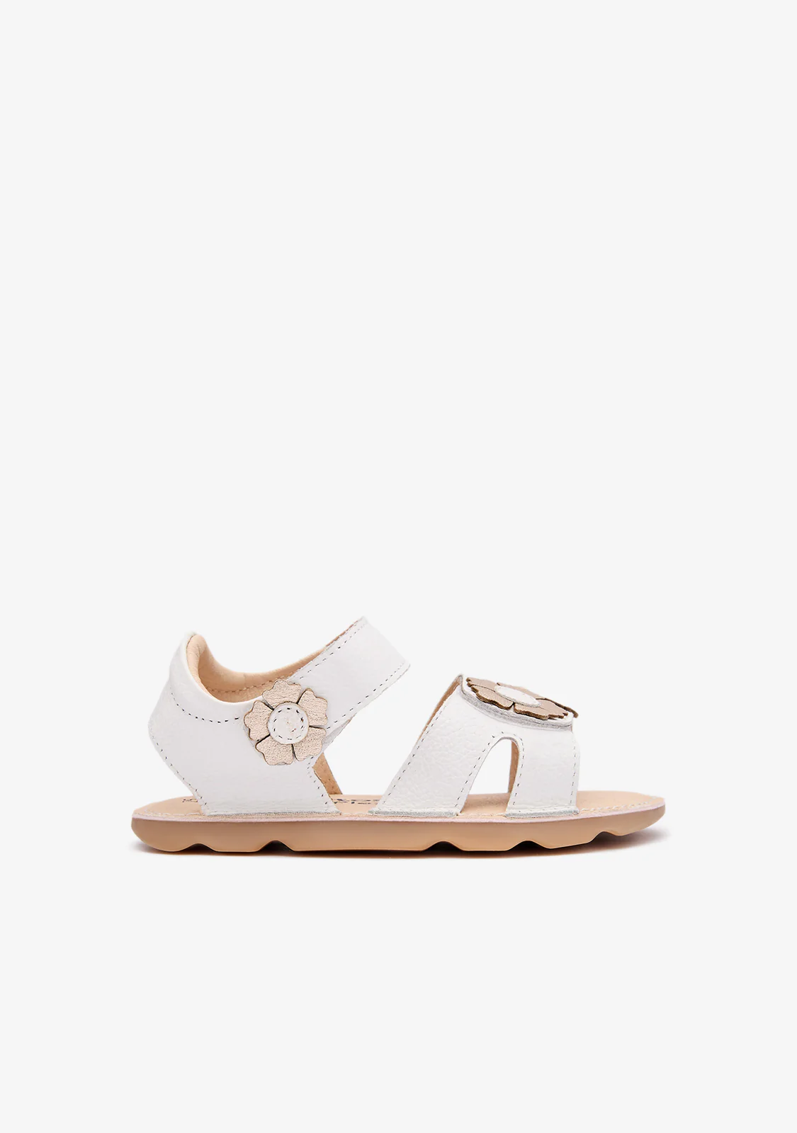 White Gold Flower Barefoot Goflex Sandals