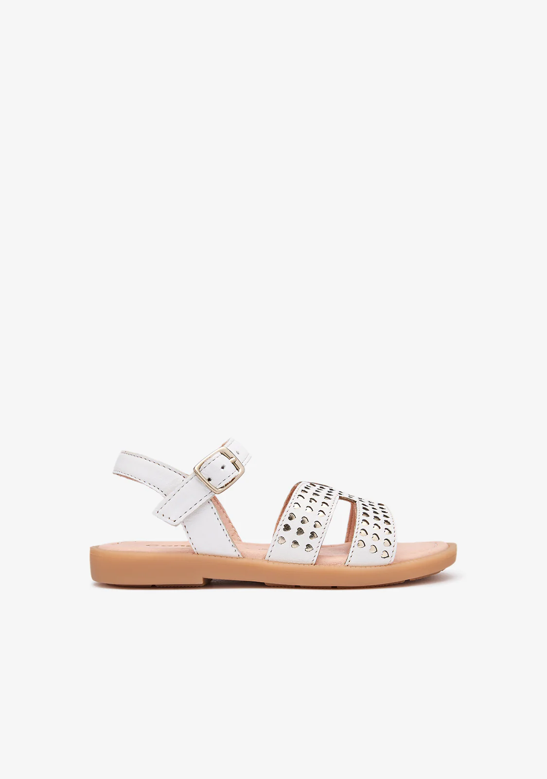 White Gold Hearts Sandals