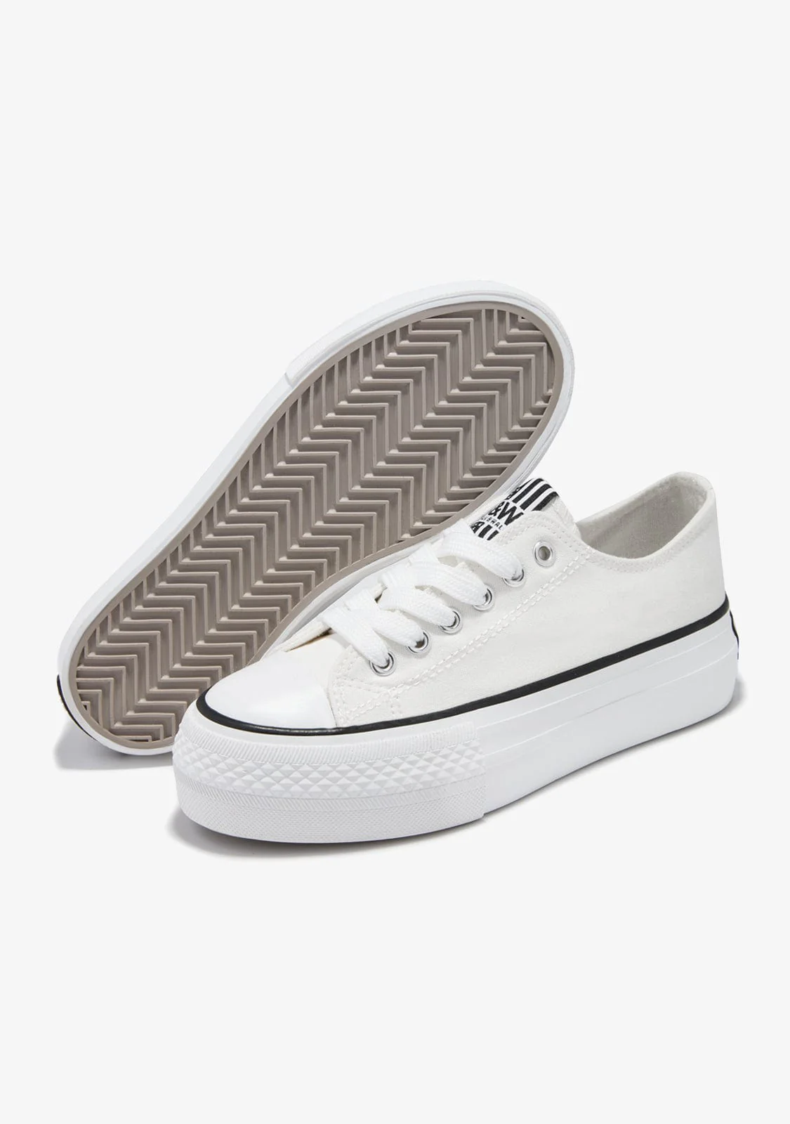 White Platform Canvas Sneakers B&W - Image 3
