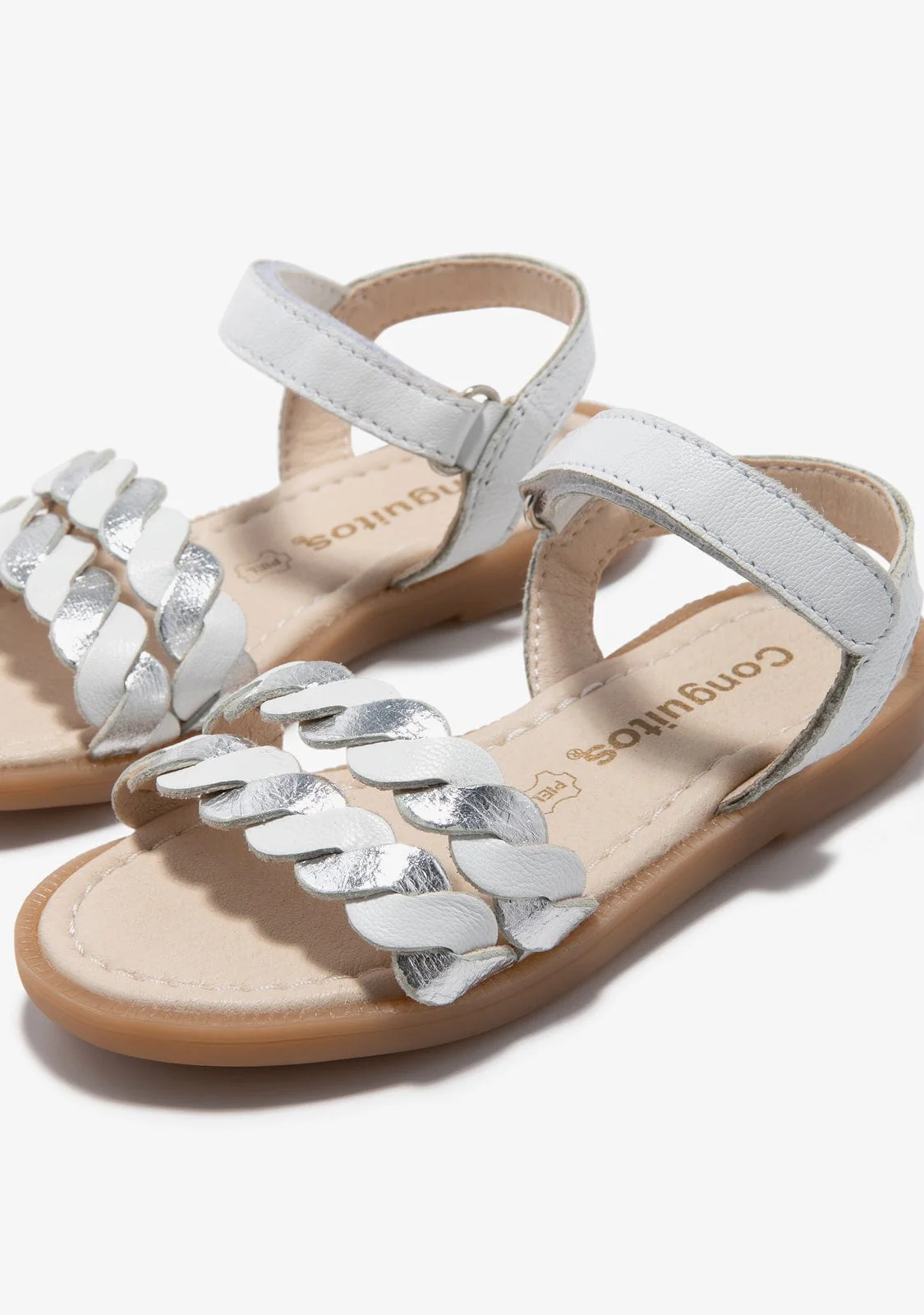 White Silver Braid Sandals - Image 3