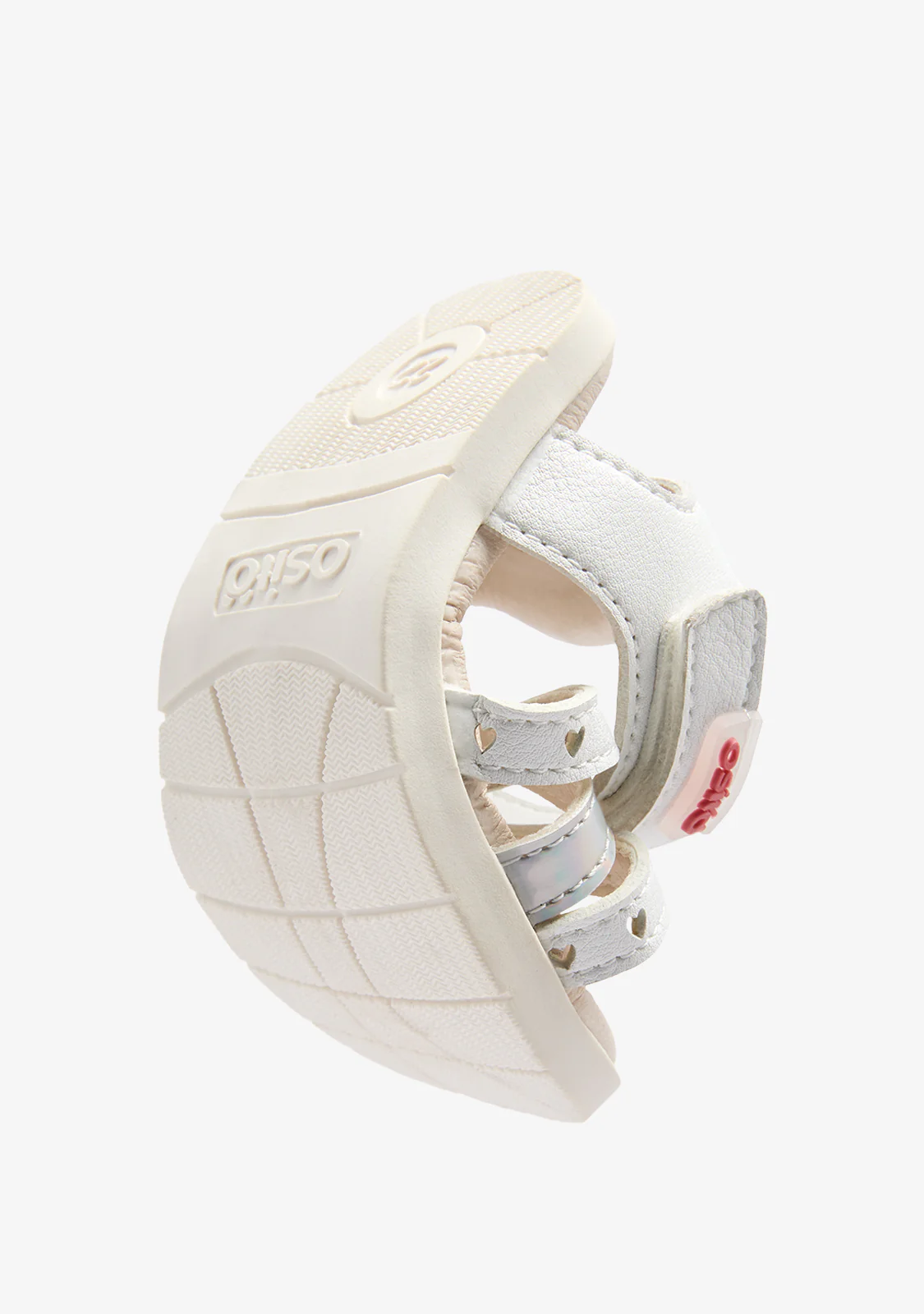 White Strips Hearts Barefoot Goflex Baby Sandals - Image 3