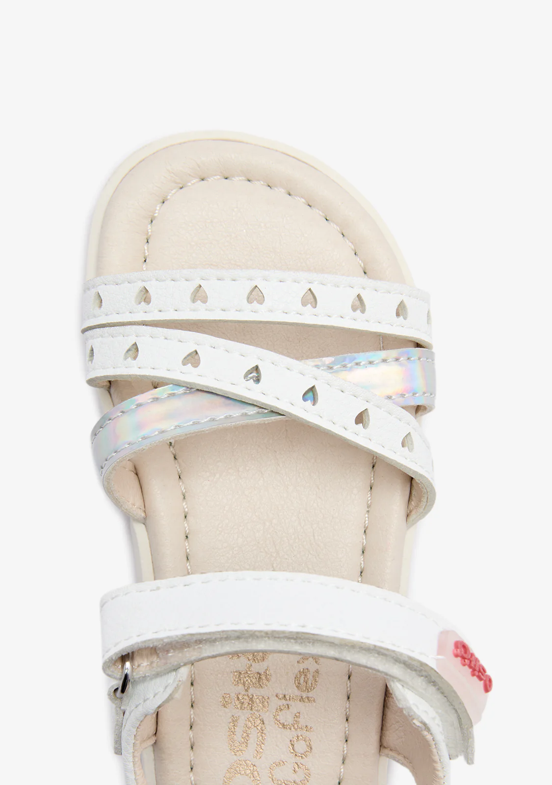 White Strips Hearts Barefoot Goflex Baby Sandals - Image 4