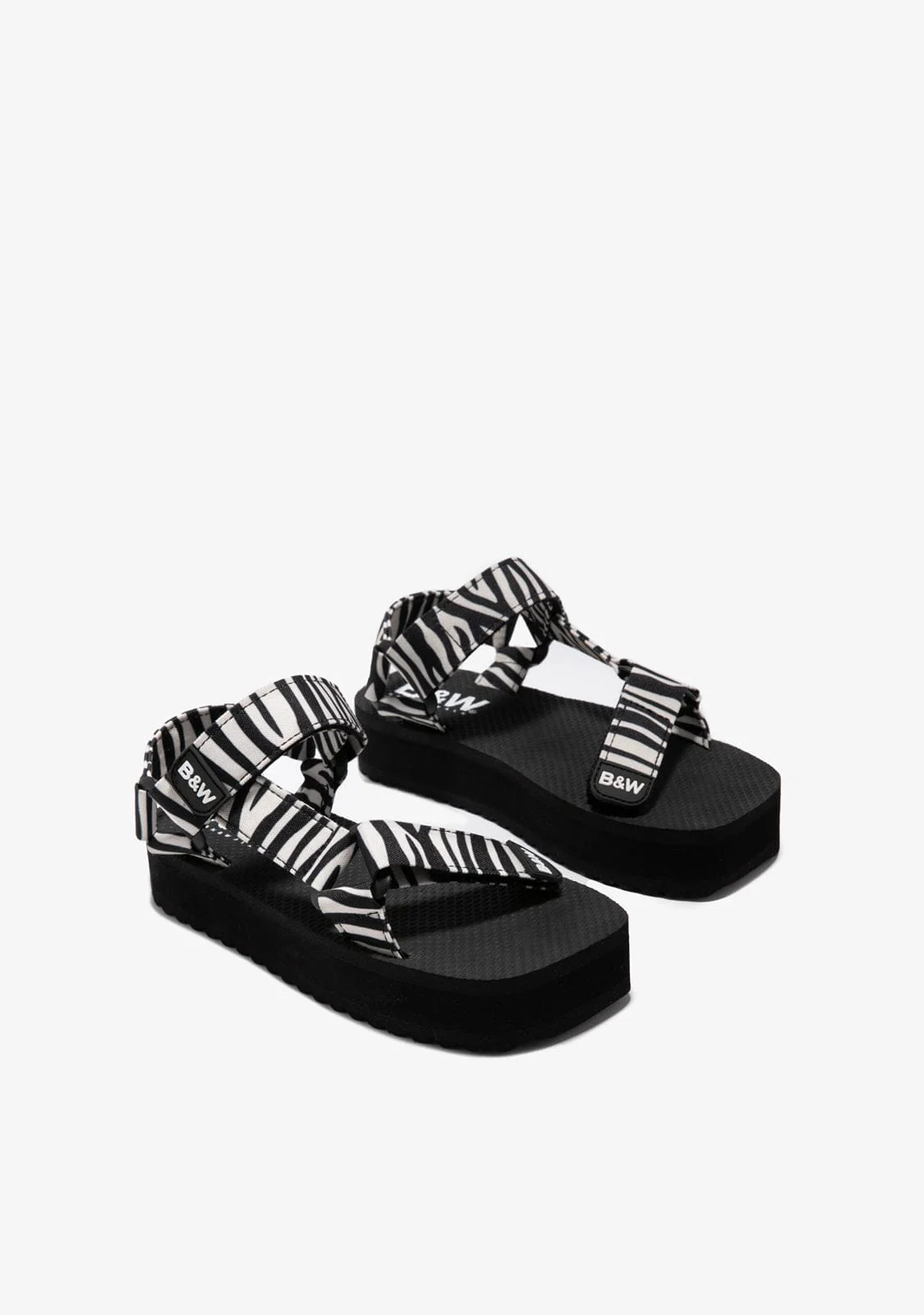 Zebra Platform Sandals B&W - Image 3